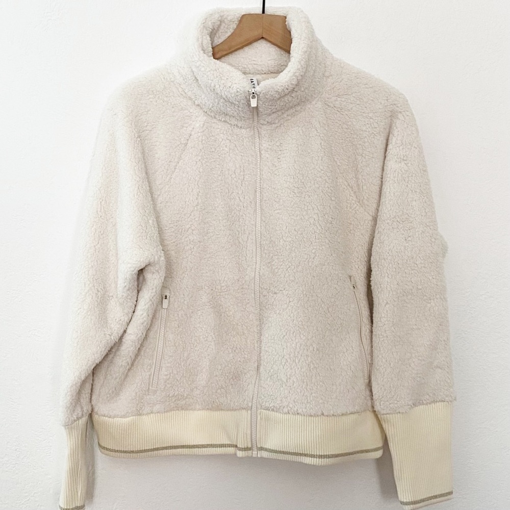NWT Athleta Tugga Sherpa Jacket Natural Multi XL - Picture 5 of 14